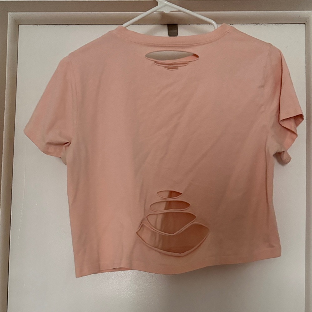 Women’s Pink Distressed Crop Tee
